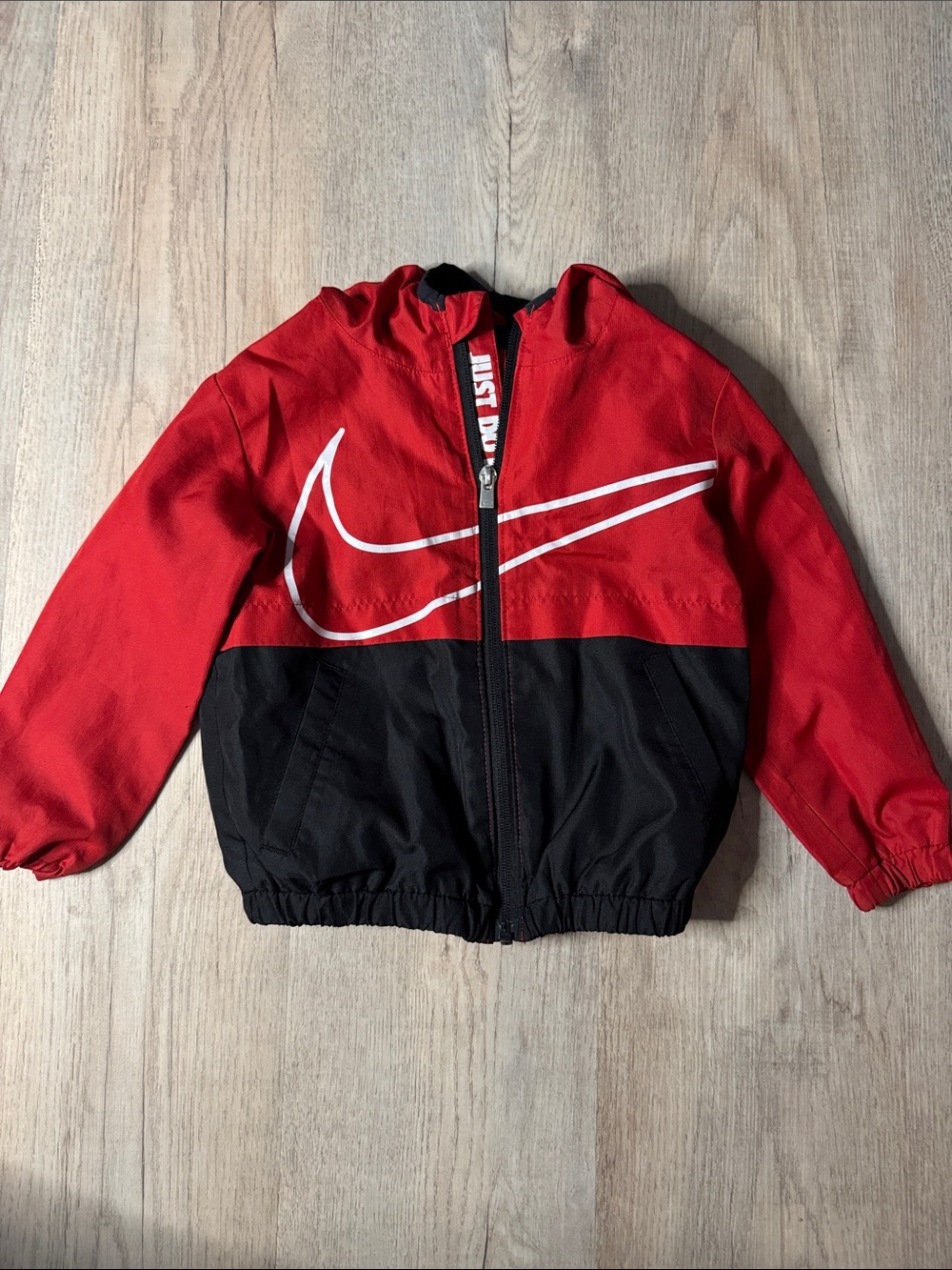 Nike Red and Black Swoosh Zip Hoodie Jacket Toddler size 3T